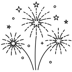 Minimalist line art christmas fireworks celebration
