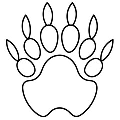 Simple outline drawing of a reindeer paw print