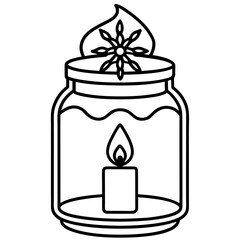 Minimalist christmas candle in glass line art design