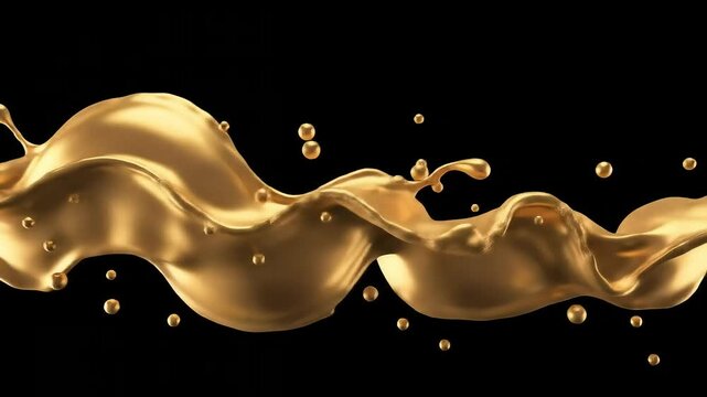 Golden liquid splash abstract background