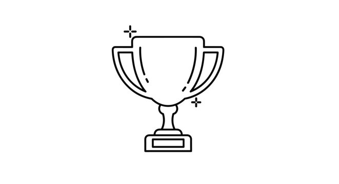 A simple line art illustration of a trophy cup symbolizing success achievement and victory in a competition.