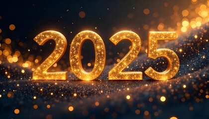 2025 New Year Abstract shiny color gold wave design element
