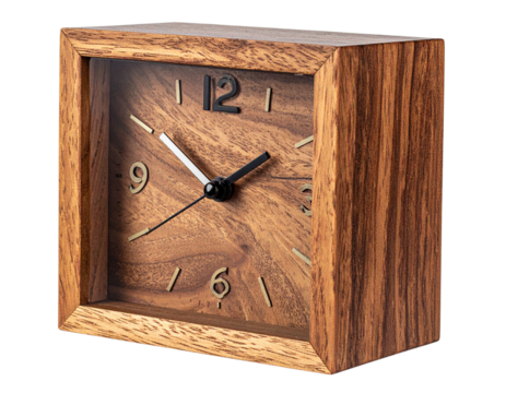  “Floating Modern Wooden Clock with Abstract Background”