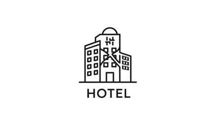Naklejka premium Hotel building icon minimalist hotel logo design hotel icon vector illustration hotel building icon for web design