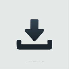 Download symbol with downward arrow simple vector icon on light background