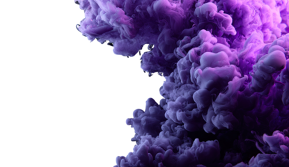 Abstract purple ink clouds against black