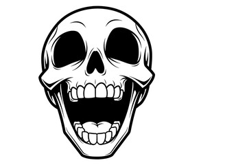 Fototapeta premium a cartoonish skull laughing. Large eye sockets, big grinning teeth
