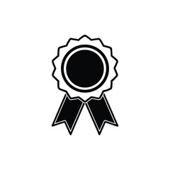 Black and white rosette award ribbon icon on white background symbol
