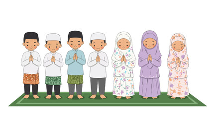 Vector illustration of a young couple saying greetings during Eid