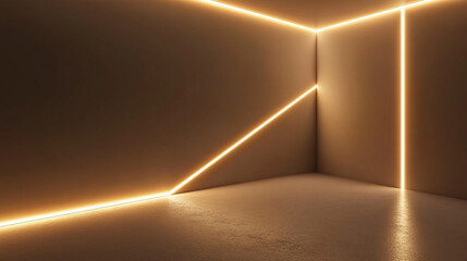 A thin glowing line splitting an empty room diagonally symbolizing decision direction and choice representing clarity of path focus and the moment of decisive action in minimal space