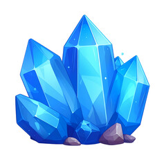 An illustration of a cluster of radiant, blue crystalline formations emerging from stone