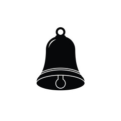 Simple silhouette of a classic bell with a ring and clapper iconic symbol silhouette
