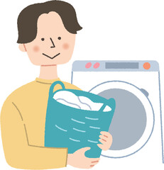 洗濯物をする男性