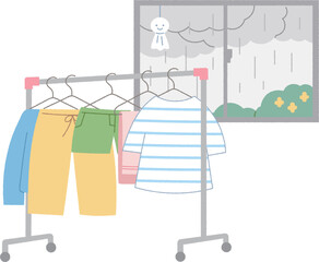 室内干しのイラスト