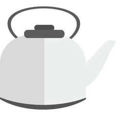 Silver Kettle With Dark Gray Lid And Handle On A Transparent Background Ideal For Kitchen And Beverage Use