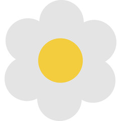 Simple Stylized Daisy Flower Graphic With Yellow Center And Translucent Grey Petals Isolated On White Background Flat Design