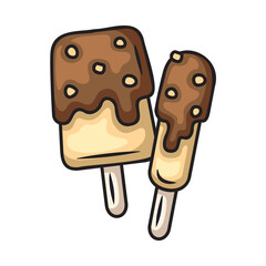 Two Delicious Chocolate Covered Popsicles With Toppings On A Transparent Background