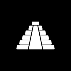 Aztec pyramid icon isolated on black background