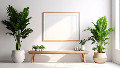 Wall frame mockup on a clean white background, suitable for a modern home showcase design