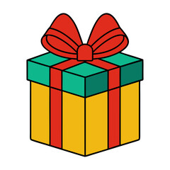 Color vector of a gift box with a red ribbon and bow