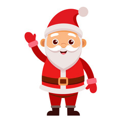 Color vector illustration of santa claus waving hand on white background