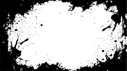 Grunge Frame Border Texture with Ink Splatter and Rough Edges on White Background