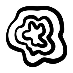 Obraz premium Abstract Black and White Organic Shape, Wavy Lines, Concentric Rings