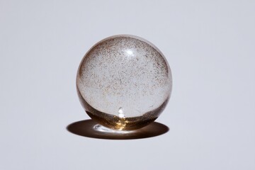 Translucent sphere with golden base reflecting light, creating e