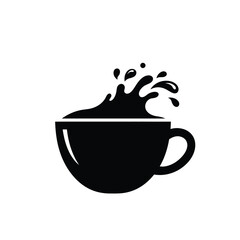 Dynamic coffee splash icon captures morning energy and beverage aroma silhouette