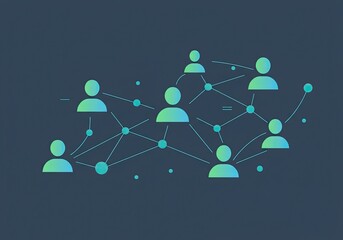 Dynamic network of connected individuals symbolizing teamwork, communication, and global collaboration in a modern design