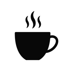Steaming coffee cup silhouette icon represents warm beverage comfort and morning rituals silhouette