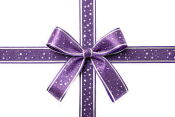 Cutout image of a purple glitter ribbon. Transparent image. png. Present. Gift. Decoration.