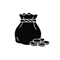 Money bag silhouette with coins representing wealth and financial success silhouette