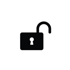 Open padlock symbol representing security unlock and access grant silhouette