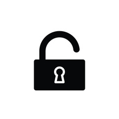 Open padlock symbol signifying security unlocked access and safety concept graphic icon silhouette
