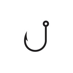 Simple fishing hook icon symbol fishing tackle equipment object silhouette