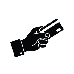 Hand holding credit card for payment or purchase business transaction silhouette