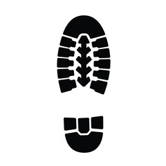 Black boot footprint sole tread pattern for outdoor adventures and hiking footwear silhouette