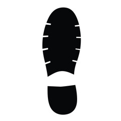 Single black boot sole imprint isolated on for design silhouette