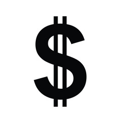 Bold black dollar sign symbol represents money finance currency business wealth silhouette