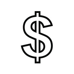 Bold black outline dollar sign symbol finance currency money business concept silhouette