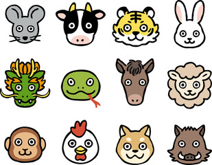 十二支　アイコン　イラストセット