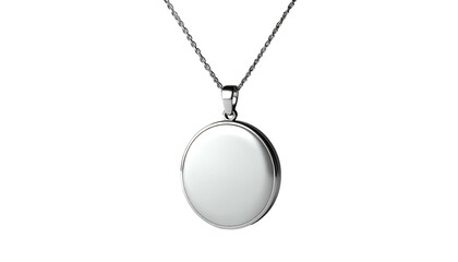Elegant silver oval locket necklace, isolated on black background, jewelry