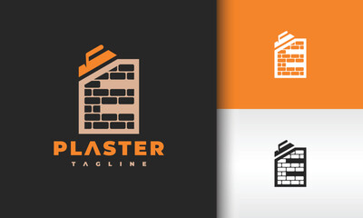 Letter E Plastering Company Logo with Brick Wall
