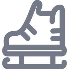 Stylized Gray Icon of an Ice Skate on Transparent Background Representing Winter Sport and Skating Activity