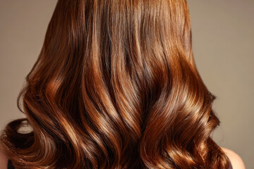 Fototapeta premium Stunning chestnut-colored, wavy hair highlighting beauty and elegance