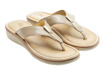 Beige Flip-flops Sandals for Comfort and Relaxation on white Background