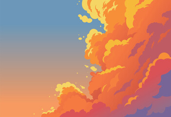 Afternoon landscape background, cloud vector illustration
