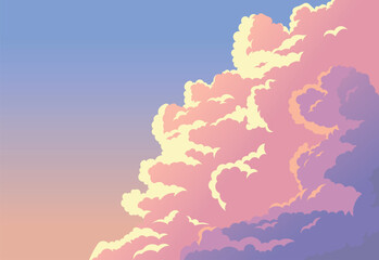 Afternoon landscape background, cloud vector illustration