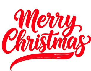 A festive graphic features bold, red cursive lettering that spells out "Merry Christmas.